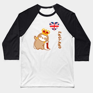 Cute I Love England Sloth Baseball T-Shirt